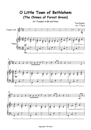 O Little Town of Bethlehem for Solo Trumpet in Bb and Piano