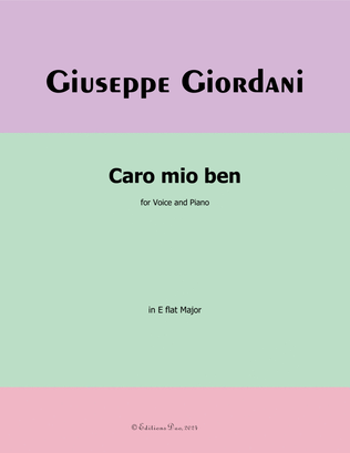 Book cover for Caro mio ben, by Giordani, in E flat Major