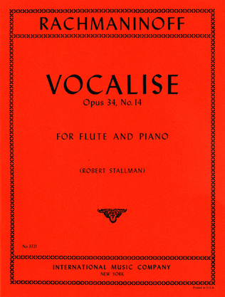 Book cover for Vocalise, Opus 34 No. 14