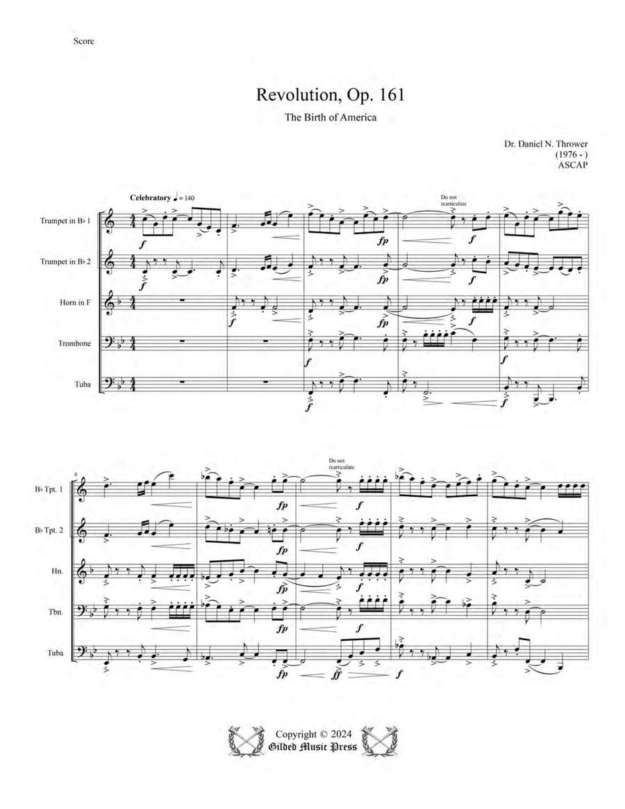 Revolution: The Birth of America, Op. 161 Brass Quintet scores gallery preview page 5
