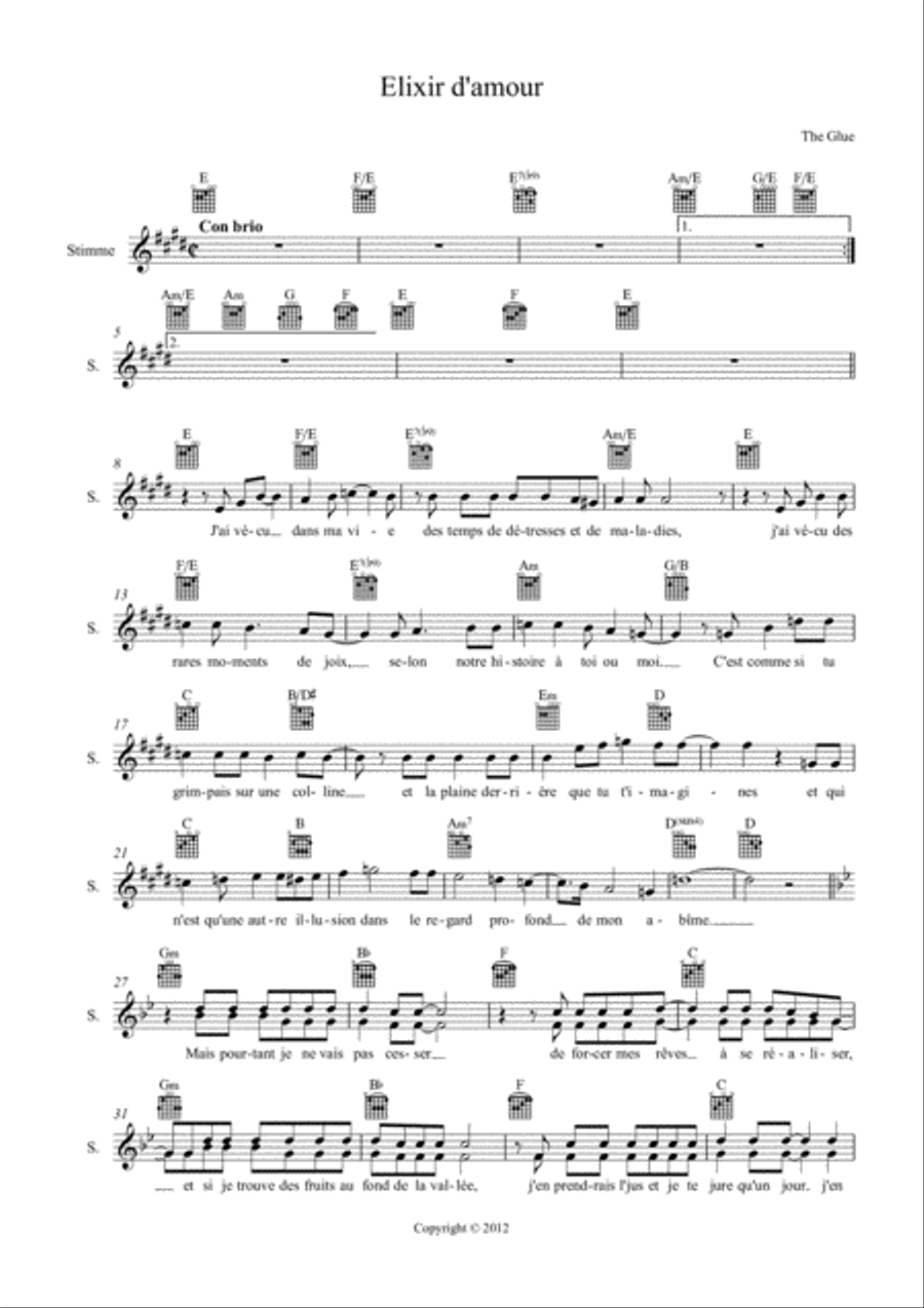 Elixir d'Amour Elixir d'Amour Voice Solo scores gallery preview page 1