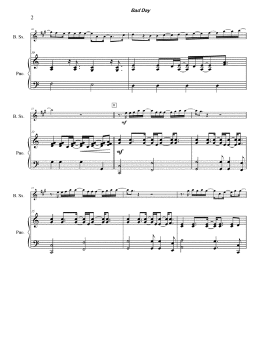 Bad Day Bad Day Baritone Saxophone scores gallery preview page 2