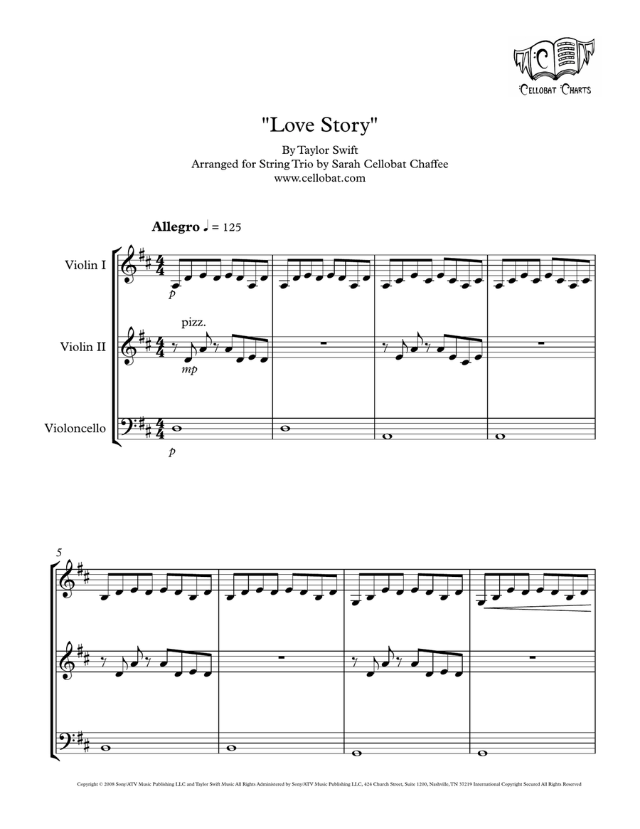 Love Story by Taylor Swift String Trio - Digital Sheet Music