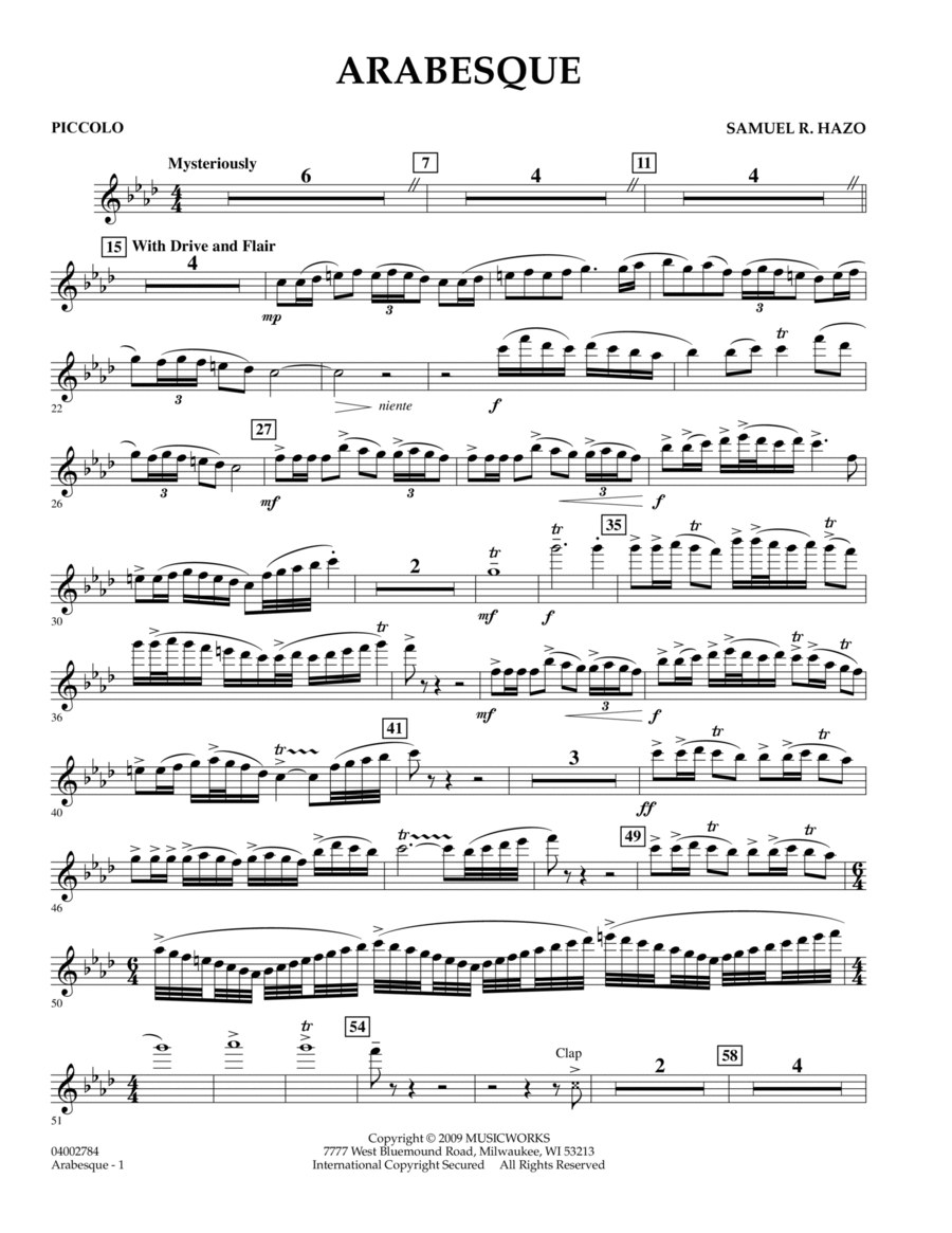 Arabesque - Piccolo Concert Band scores gallery preview page 1