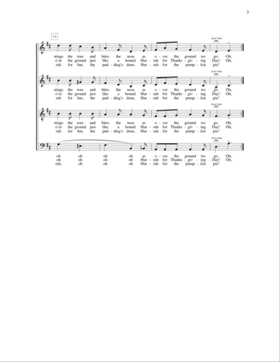 Over the River and Through the Woods 4-Part scores gallery preview page 3