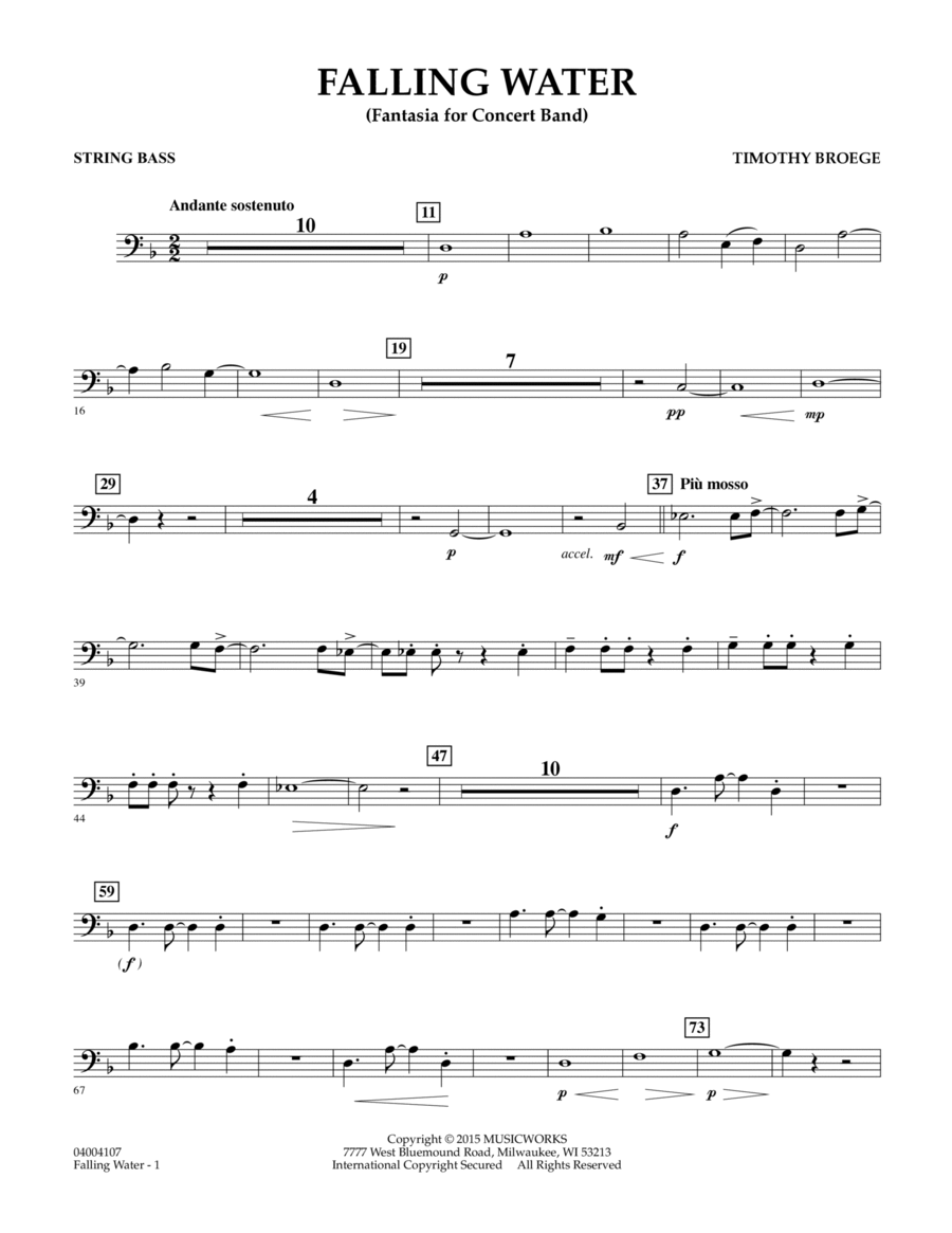 Falling Water - String Bass Double Bass scores gallery preview page 1