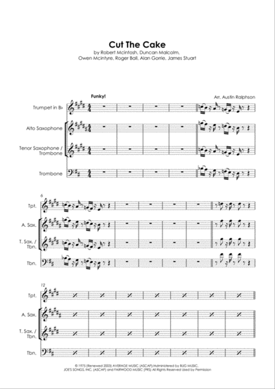 Cut The Cake Tenor Saxophone scores gallery preview page 3