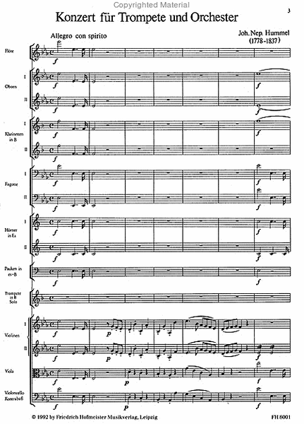 Konzert E-Dur fur Trompete und Orchester / Partitur
