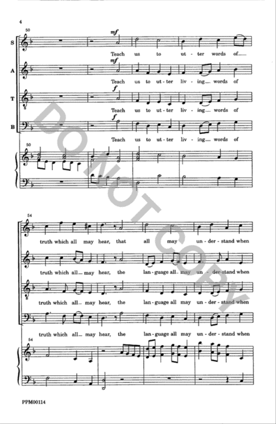 O Spirit of the Living God 4-Part scores gallery preview page 5