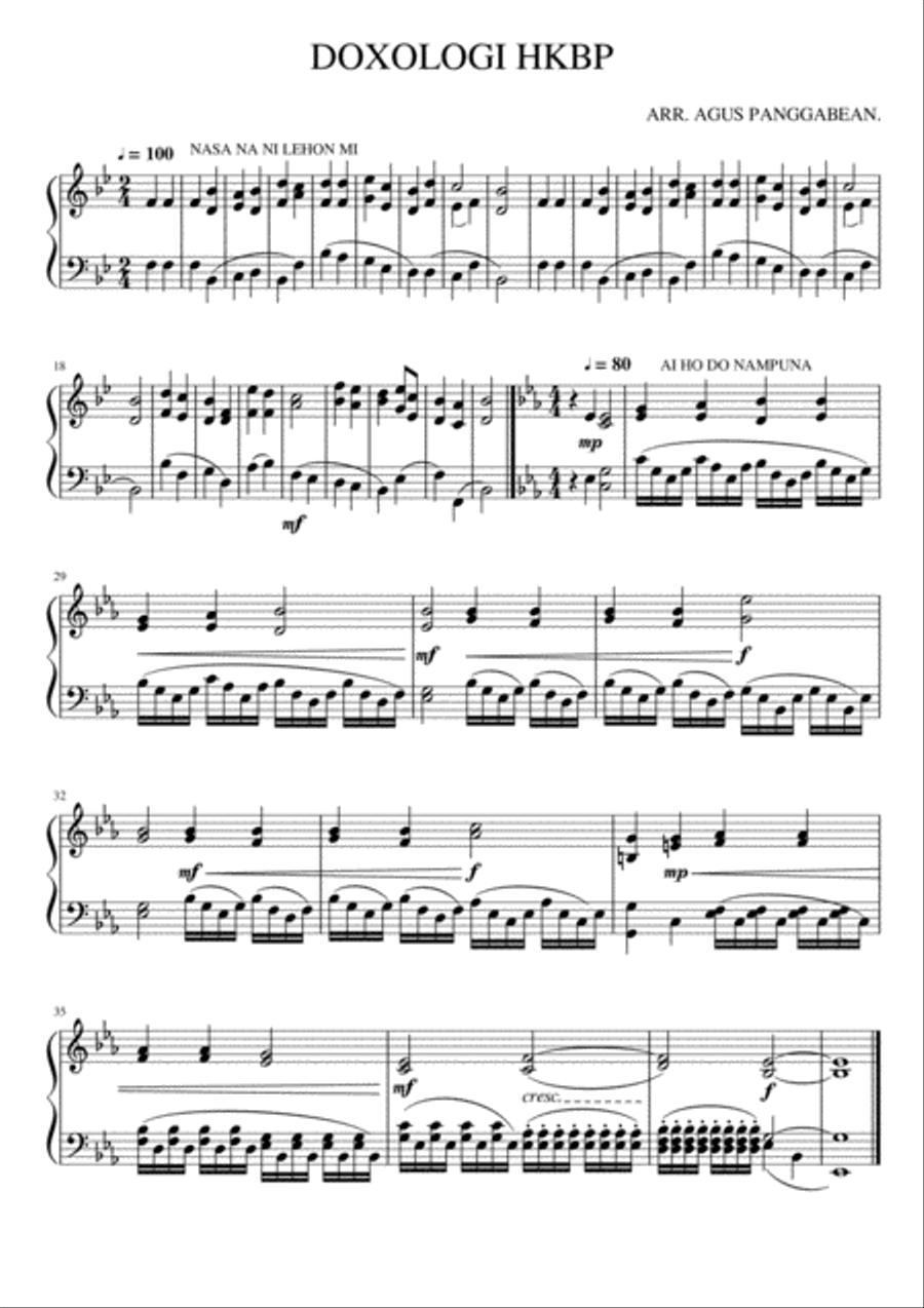 Doxology Piano Solo scores gallery preview page 1