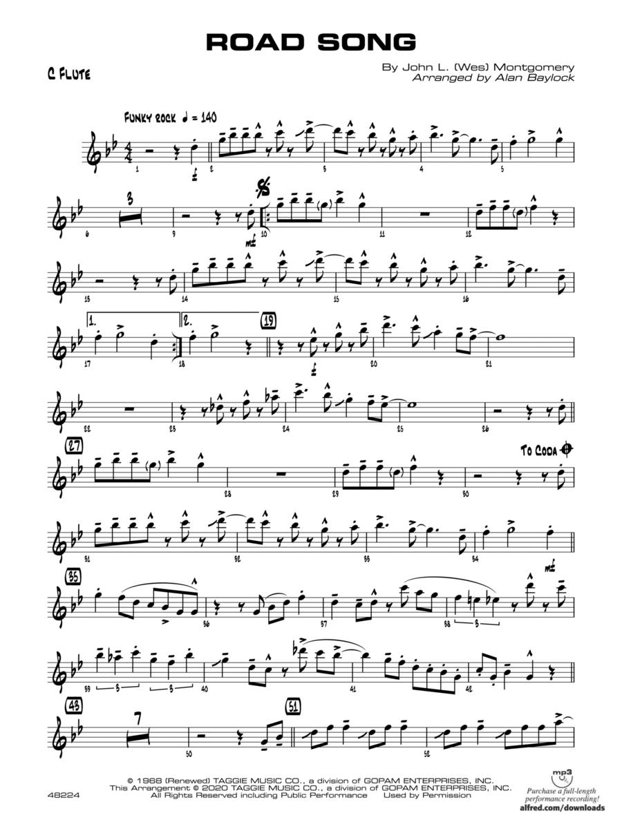 Road Song: Flute Road Song: Flute Jazz Ensemble scores gallery preview page 1