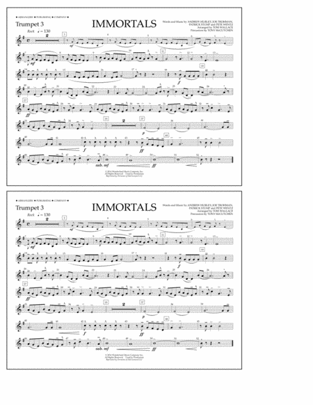 Immortals (from Big Hero 6) (arr. Tom Wallace) - Trumpet 3