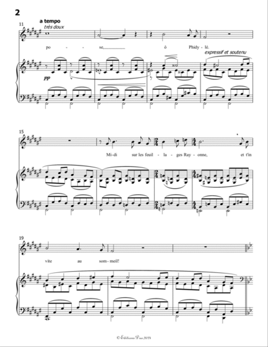 Phidylé, by Henri Duparc, in A Major Voice scores gallery preview page 4