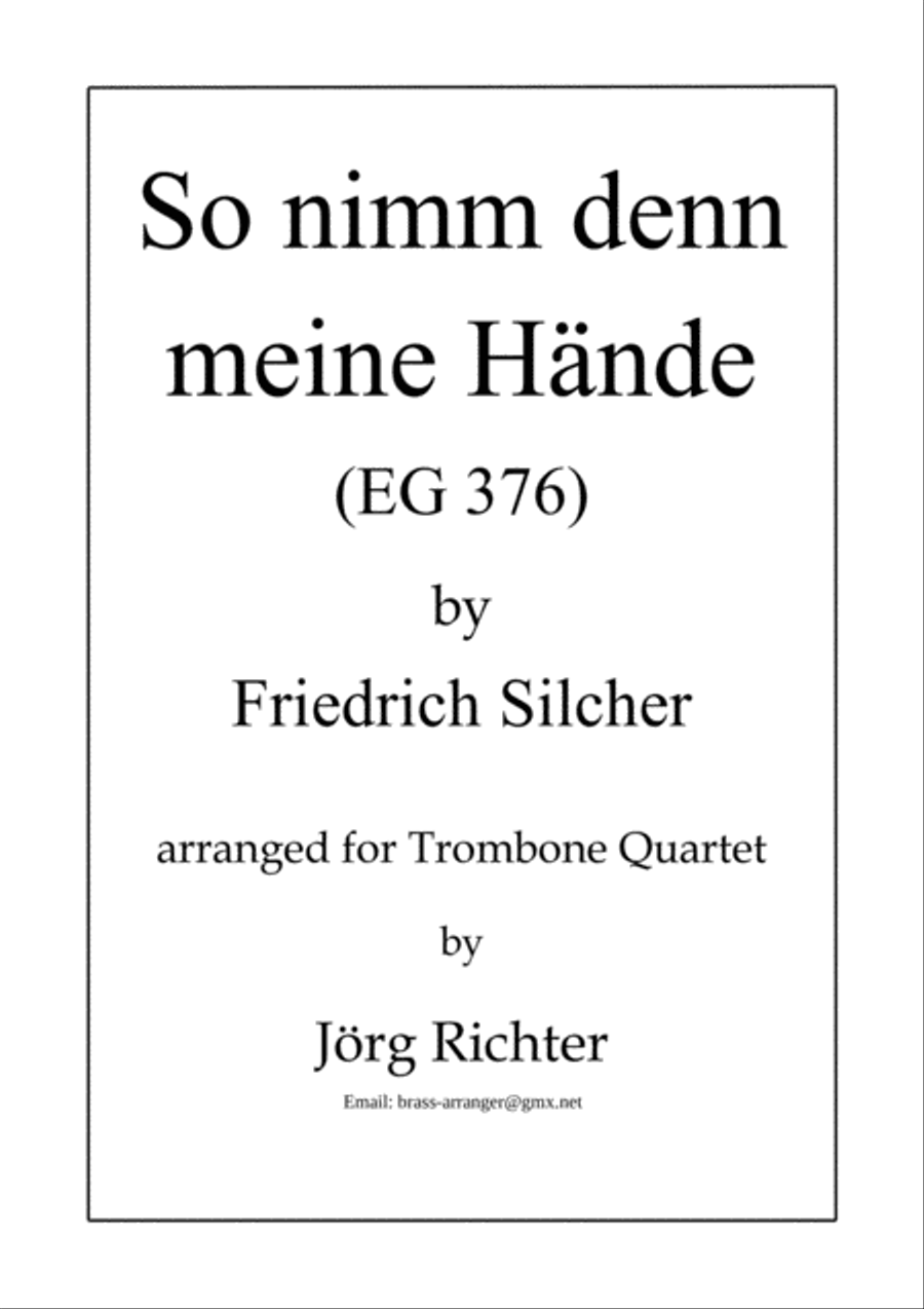 So take my hands (So nimm denn meine Hände) for Trombone Quartet Brass Quartet scores gallery preview page 1