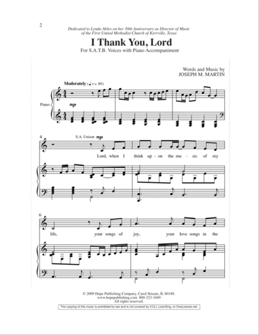 I Thank You, Lord 4-Part scores gallery preview page 3