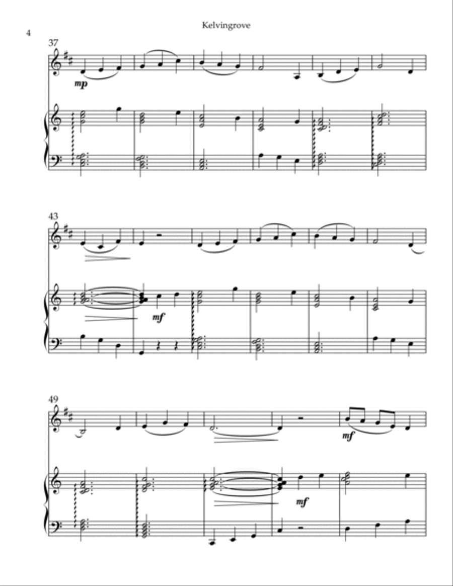 Kelvingrove, Duet for Bb Trumpet & Harp Trumpet Duet scores gallery preview page 4