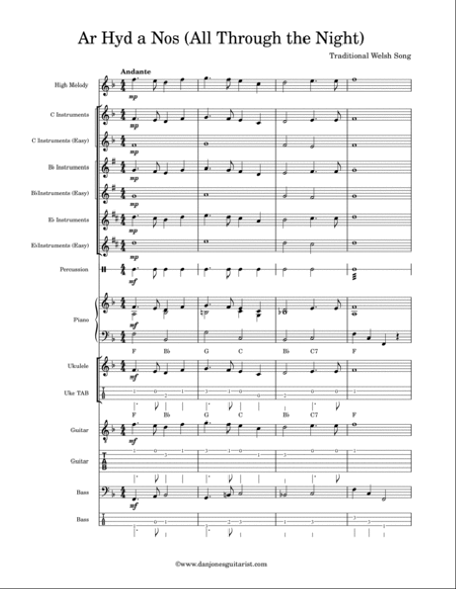 All Through the Night (Ar Hyd a Nos) Large Ensemble scores gallery preview page 3