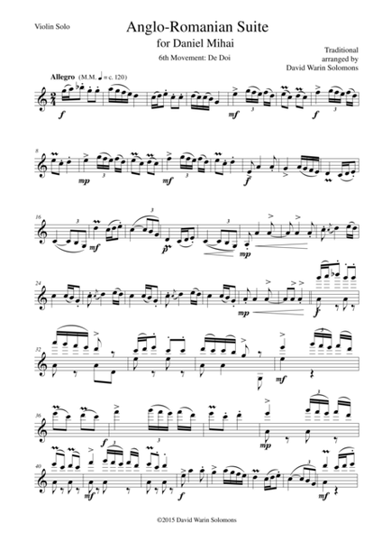 De Doi from Anglo-Romanian Suite for solo violin image number null