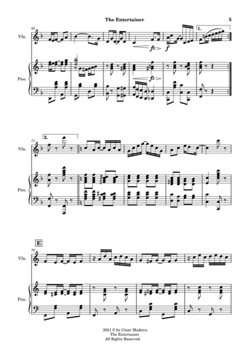 The Entertainer by Joplin - Violin and Piano (Full Score and Parts) image number null