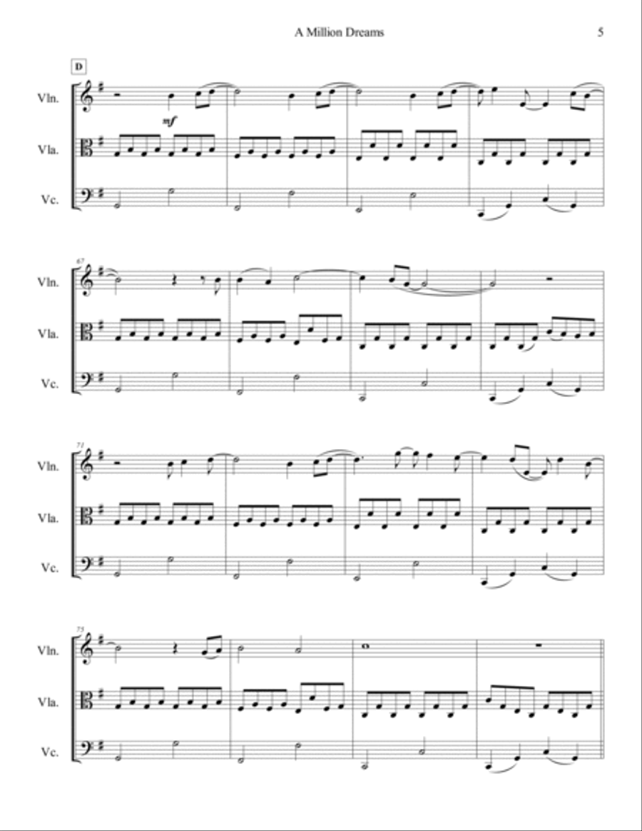 A Million Dreams String Trio scores gallery preview page 6
