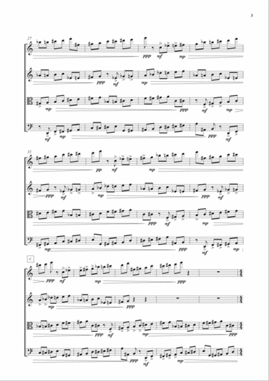 LUCIO GREGORETTI: L’acqua era buia assai String Quartet scores gallery preview page 5
