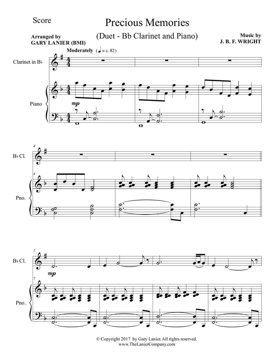 Precious Memories (Duet - Bb Clarinet & Piano with Score/Part) B-Flat Clarinet scores gallery preview page 2