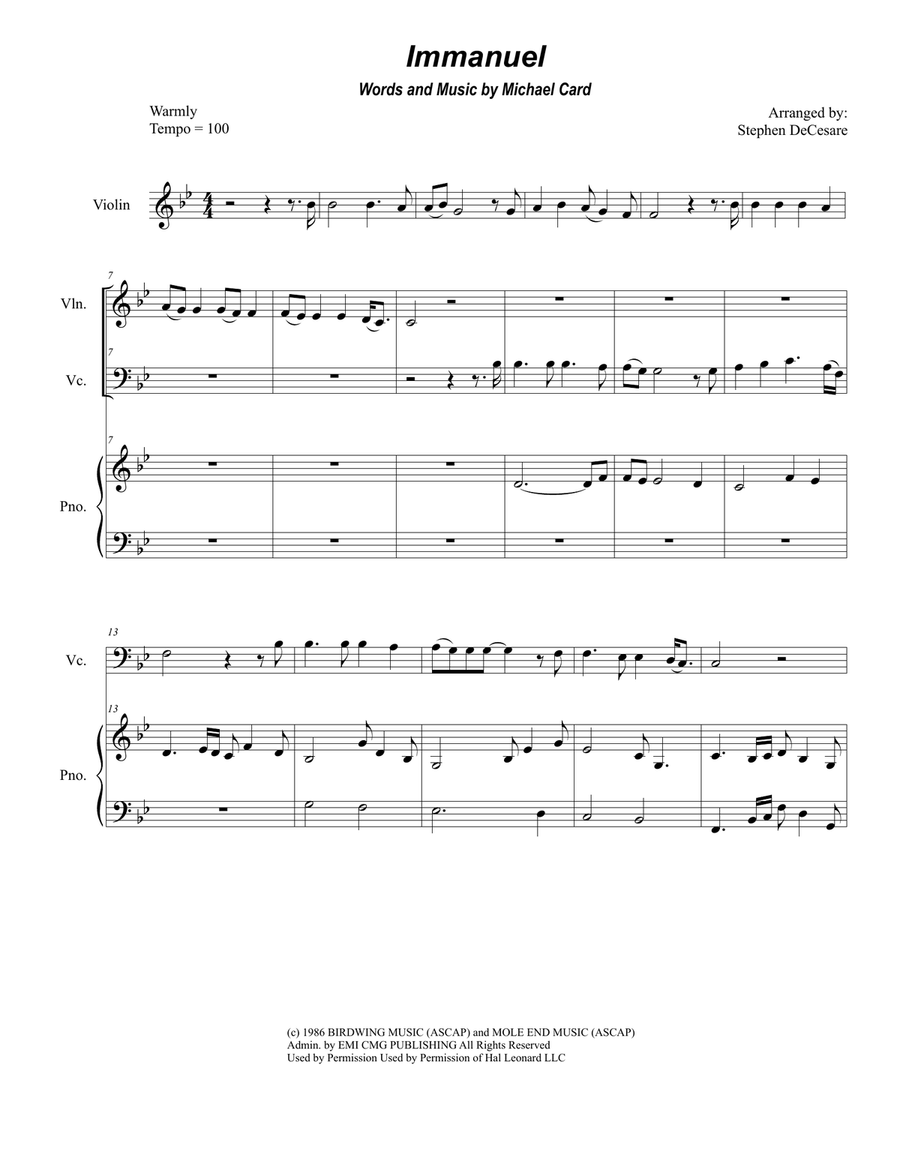 Immanuel Immanuel Piano Trio scores gallery preview page 1