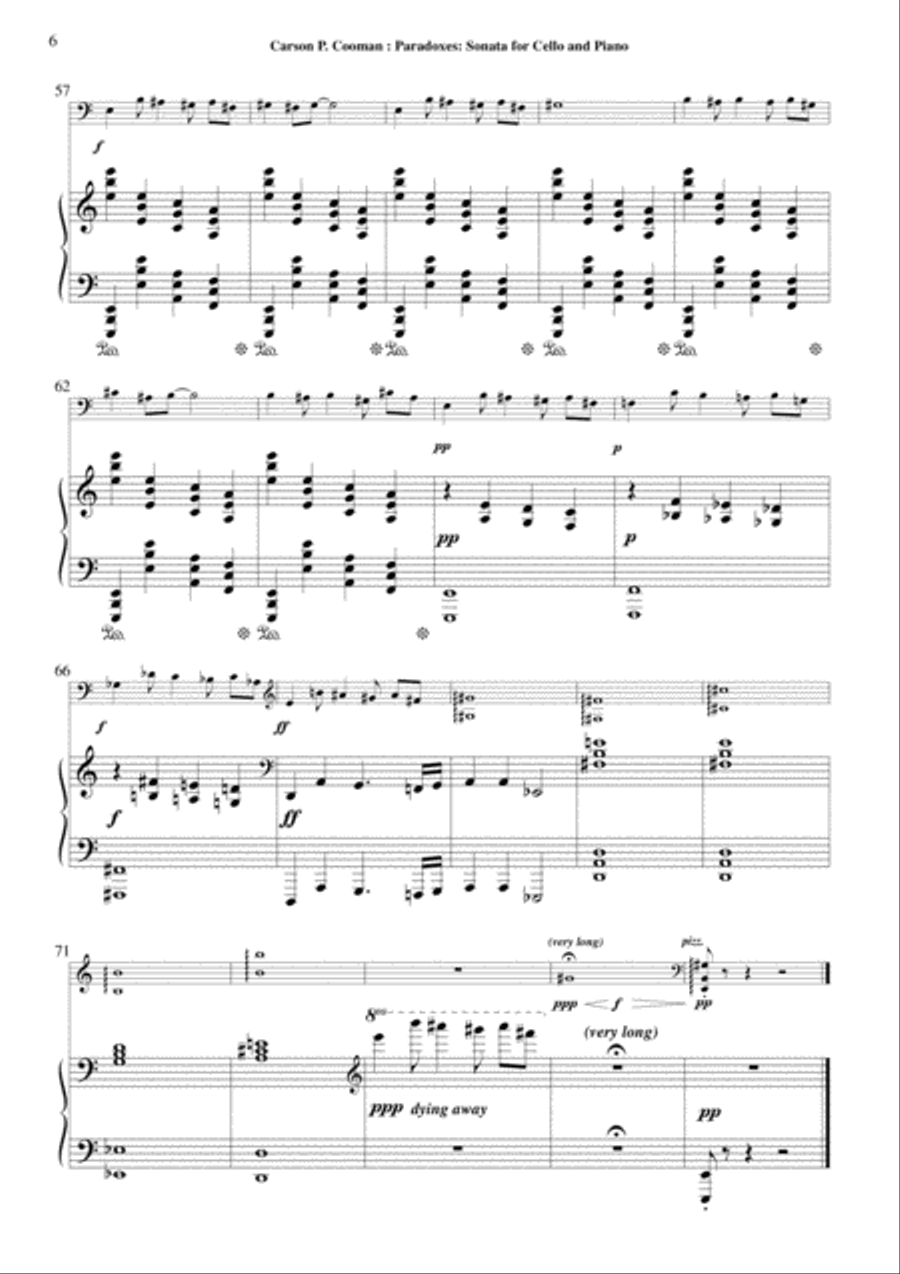 Carson Cooman: Paradoxes: Sonata for Cello and Piano (1998) Piano scores gallery preview page 6