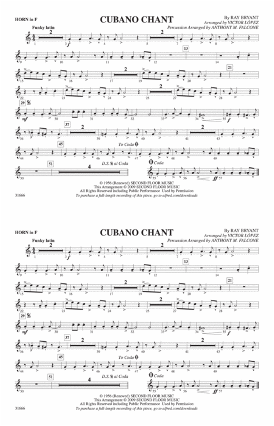 Cubano Chant: 1st F Horn Marching Band scores gallery preview page 1