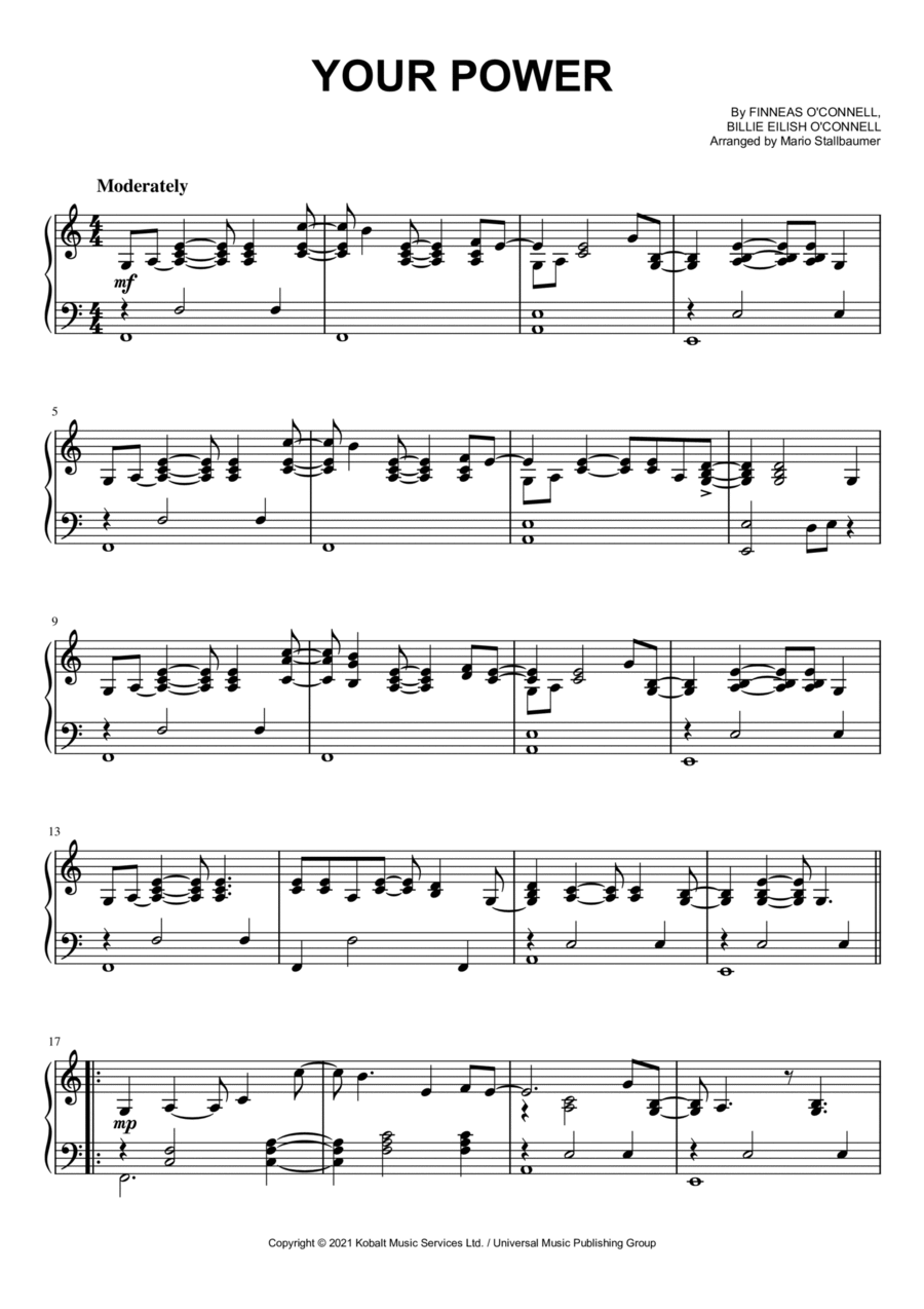Your Power Piano Solo scores gallery preview page 1