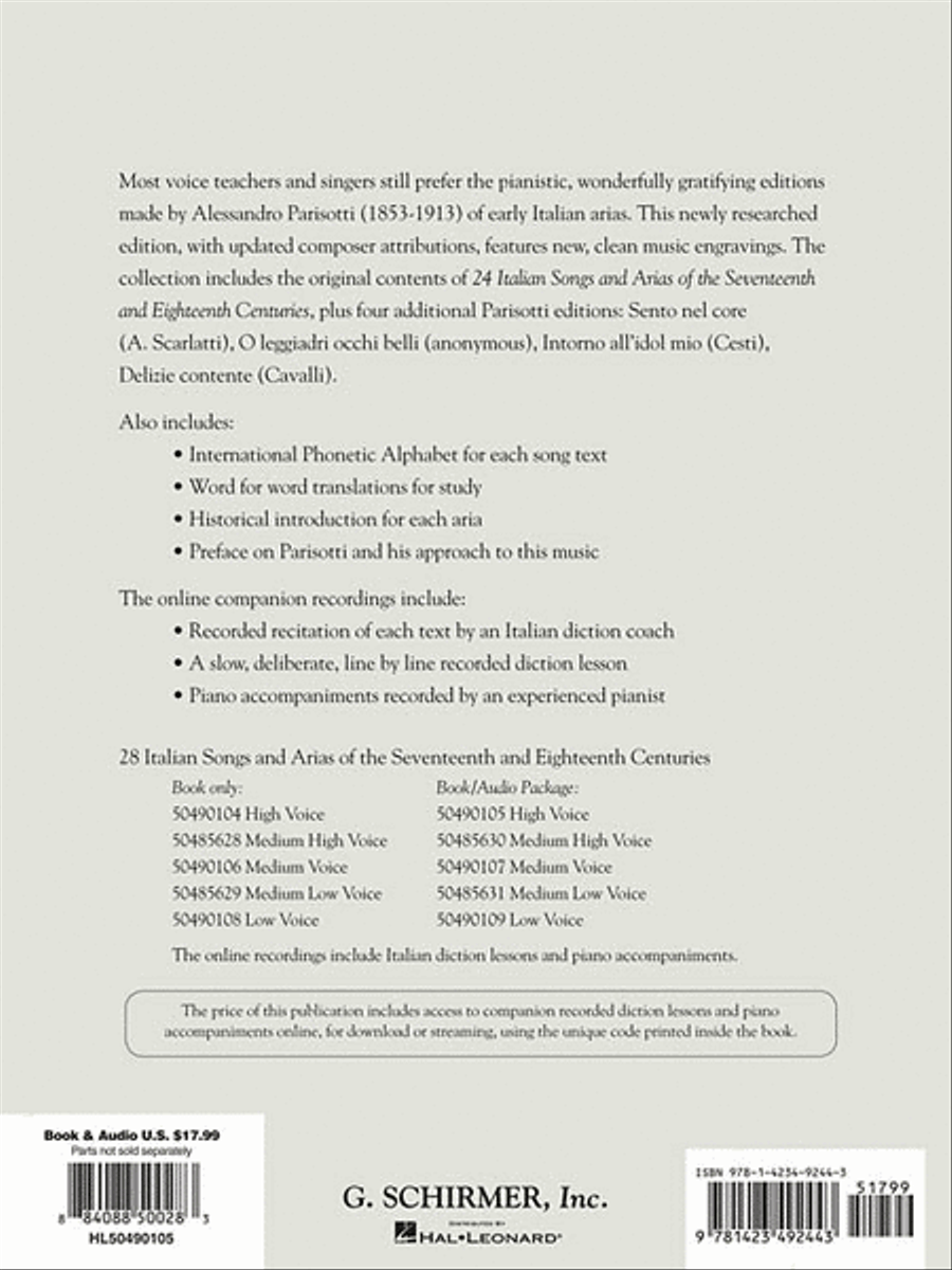 28 Italian Songs & Arias of the 17th & 18th Centuries High Voice scores gallery preview page 2