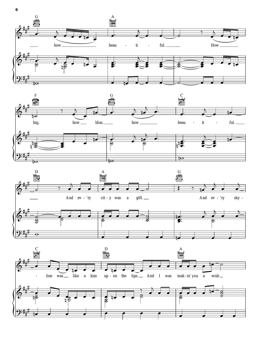 How Big, How Blue, How Beautiful Piano, Vocal, Guitar scores gallery preview page 6