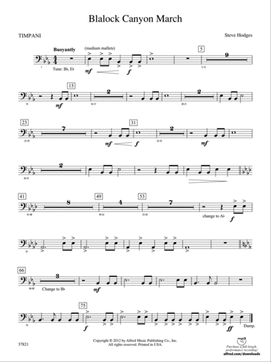 Blalock Canyon March: Timpani Concert Band scores gallery preview page 1