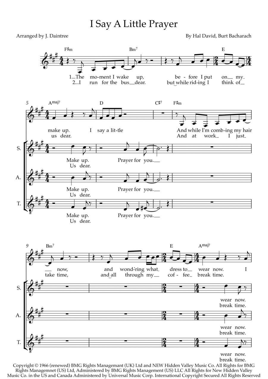 I Say A Little Prayer I Say A Little Prayer 3-Part scores gallery preview page 1