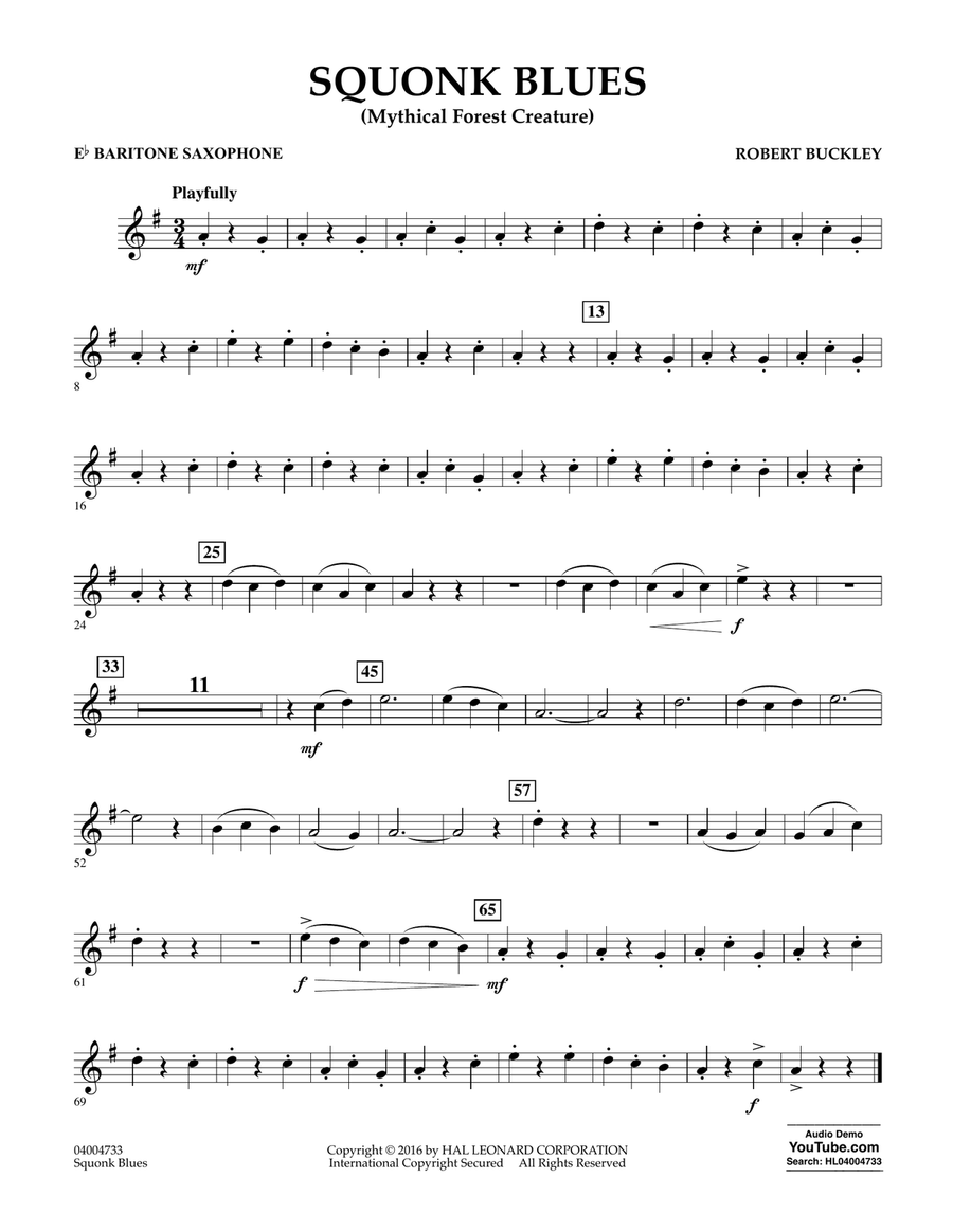 Squonk Blues - Eb Baritone Saxophone Concert Band scores gallery preview page 1