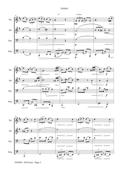Tango by Albeniz - Arranged for Brass Quartet or Ensemble image number null