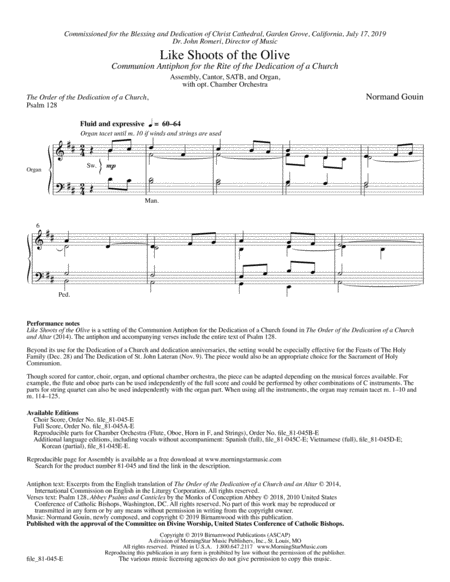 Like Shoots of the Olive: Communion Antiphon for the Rite of the Dedication of a Church (Choral Score)