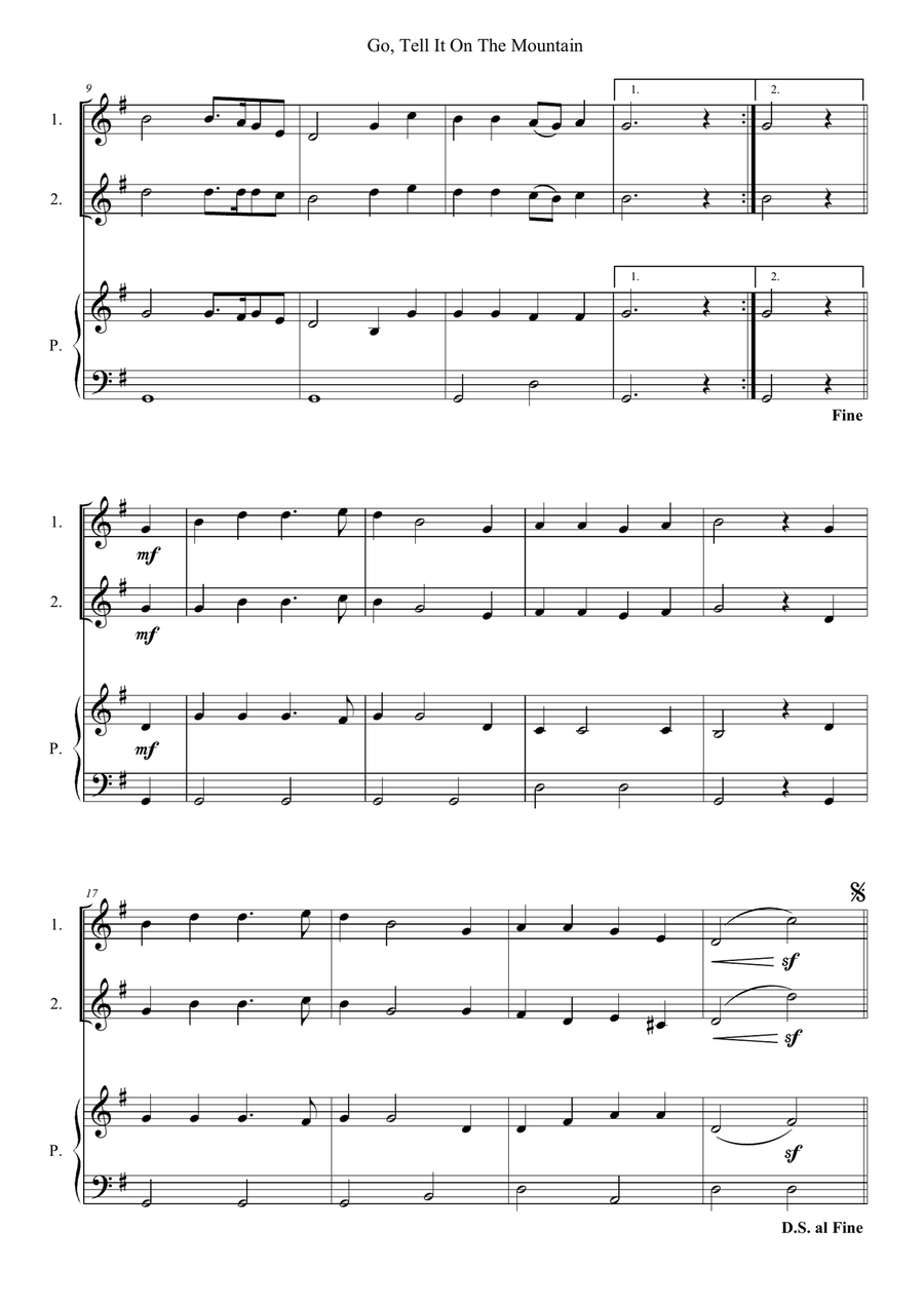 Go, Tell It On The Mountain Piano Trio scores gallery preview page 2