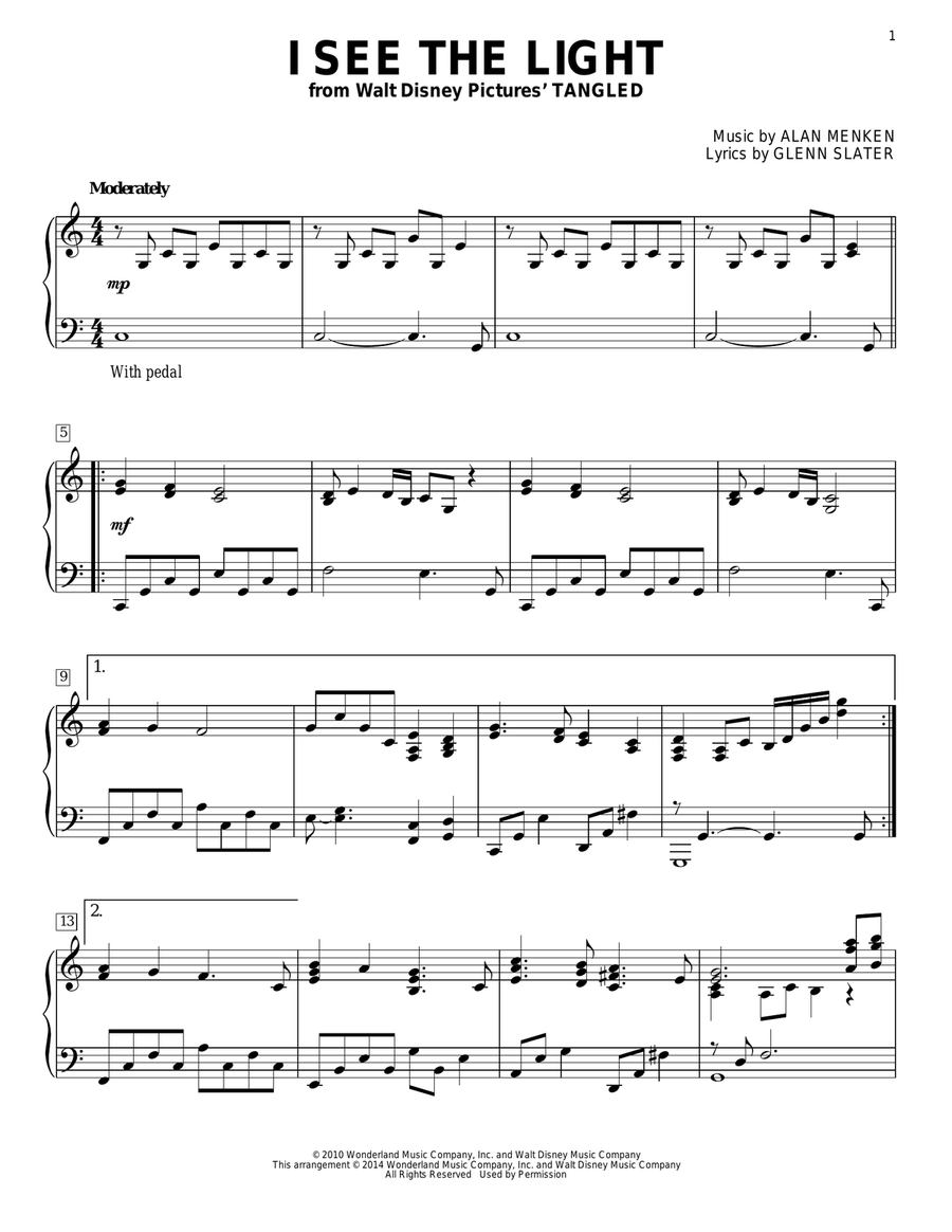 I See The Light (from Tangled) Piano Solo scores gallery preview page 1