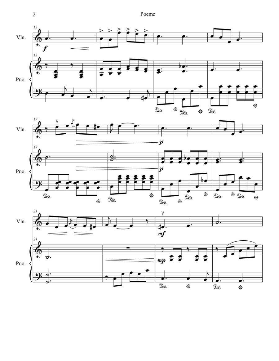 Poeme Violin Solo scores gallery preview page 2
