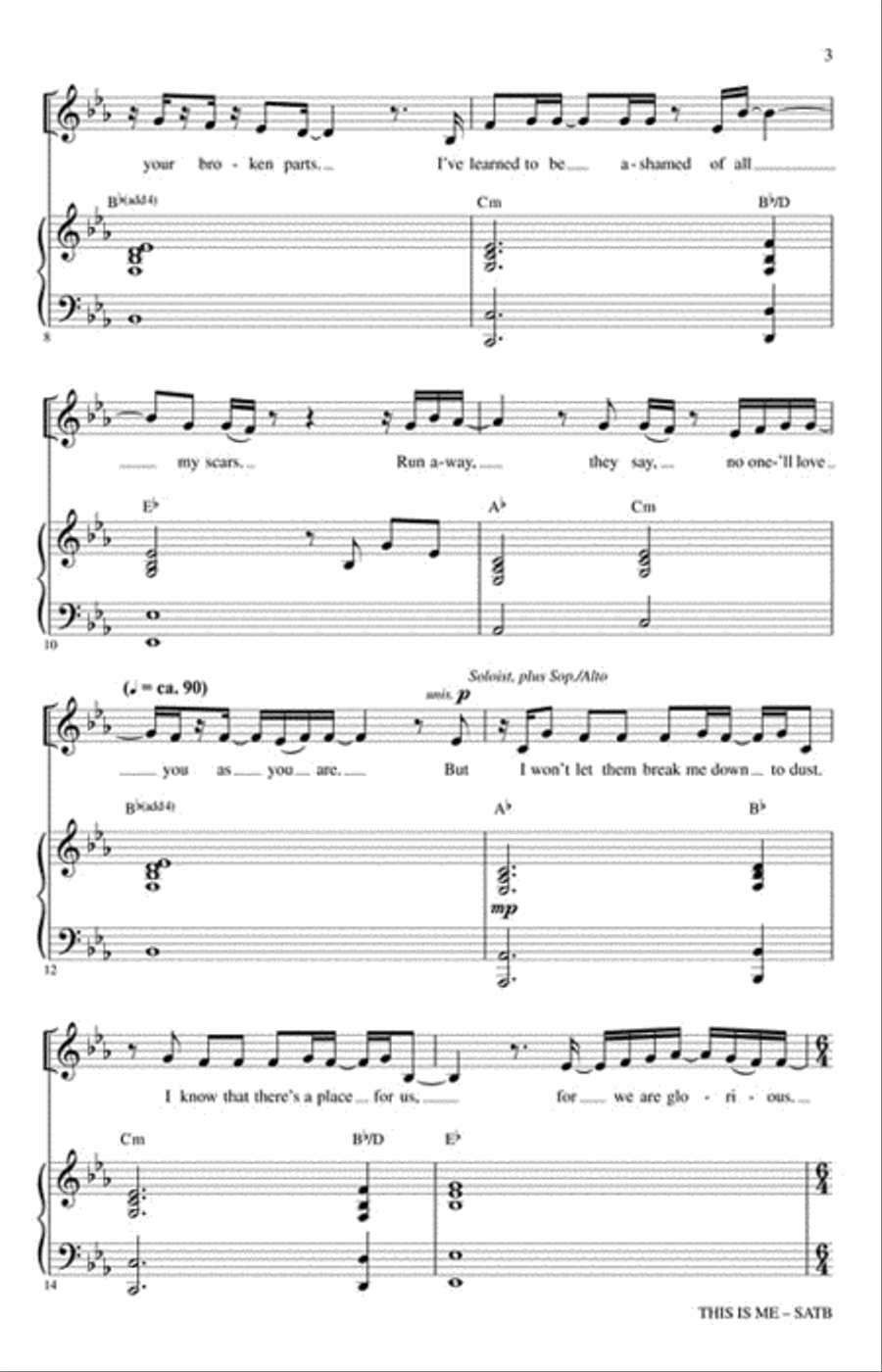 This Is Me (from The Greatest Showman) Show Choir scores gallery preview page 3