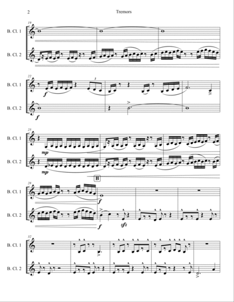 Tremors Clarinet Duet scores gallery preview page 2