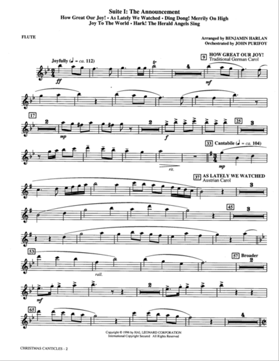 Christmas Canticles: A Cantata of Carols in Four Suites (Full Orchestra) - Flute Choir scores gallery preview page 2