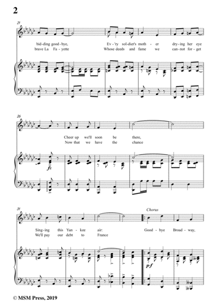 Billy Baskette-Good Bye Broadway,Hello France,in G flat Major,for Voice&Piano  Digital Sheet Music