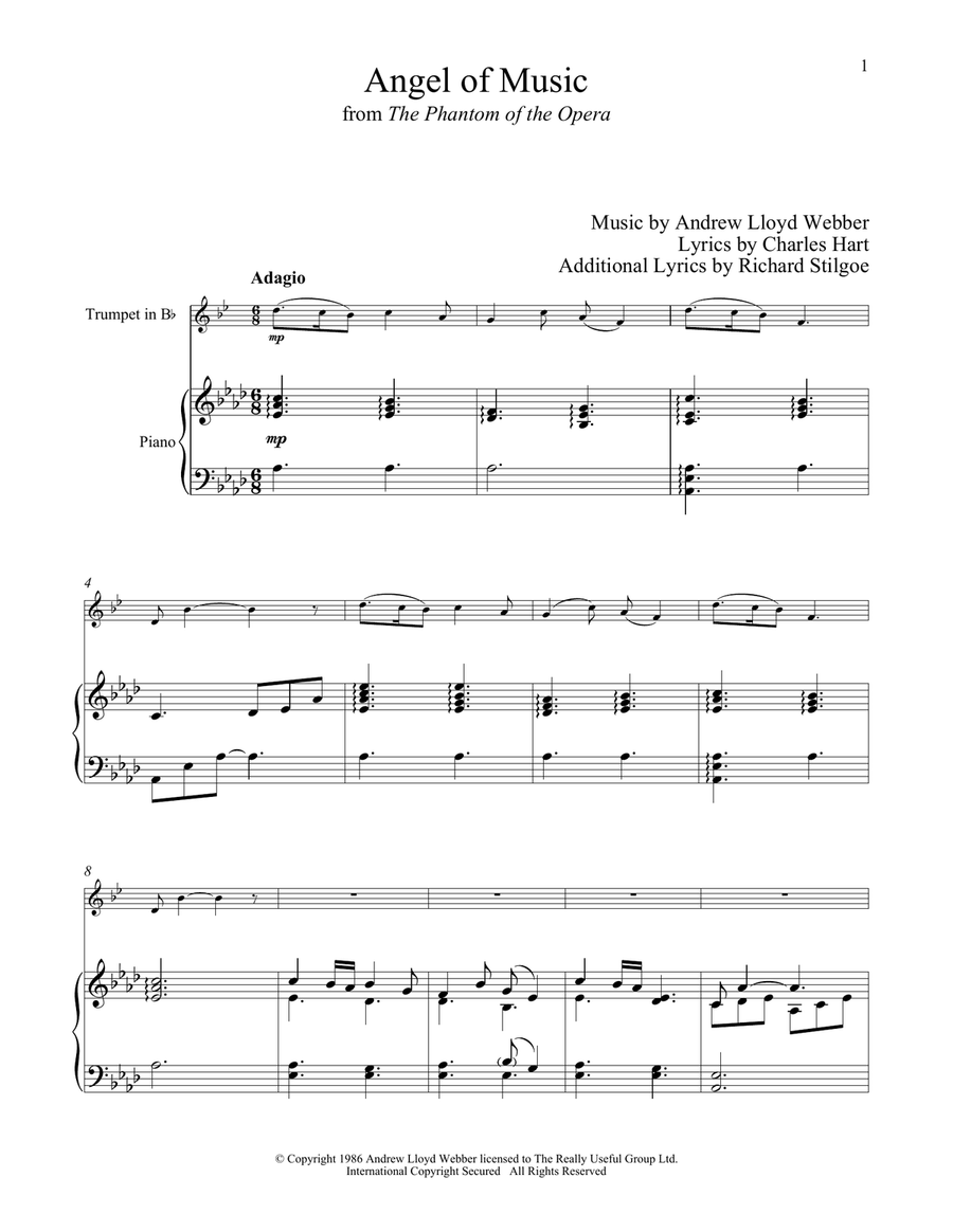 Angel Of Music (from The Phantom of The Opera) Trumpet Solo scores gallery preview page 1
