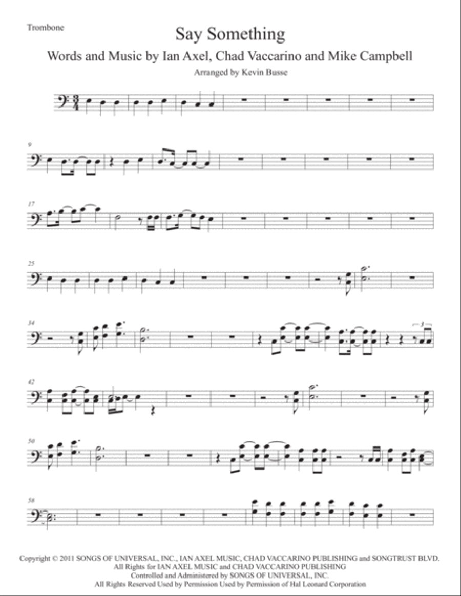 Say Something Trombone Solo scores gallery preview page 1