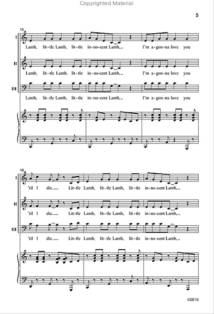 Little Innocent Lamb (Three-Part Mixed) 3-Part scores gallery preview page 4