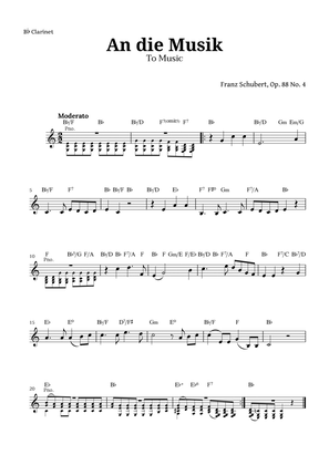 An die Musik (To Music) by for Clarinet