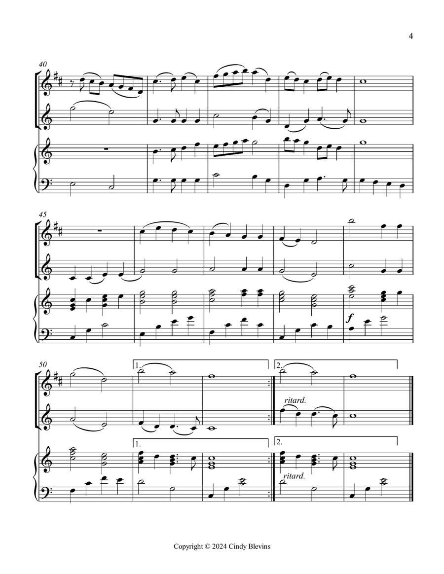 Holy, Holy, Holy! Lord God Almighty, for Piano, Clarinet and Violin Small Ensemble scores gallery preview page 5