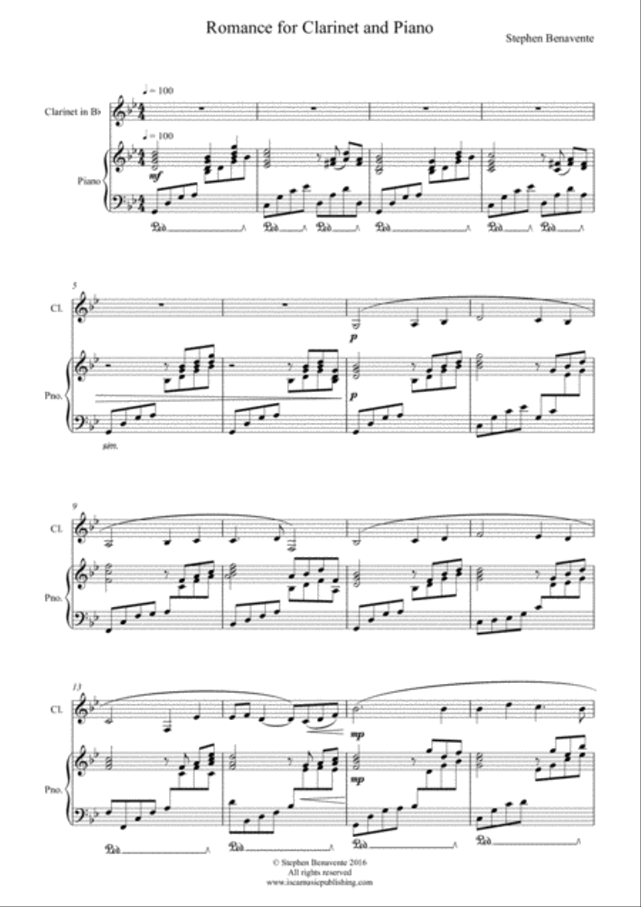 Romance Clarinet Solo scores gallery preview page 1